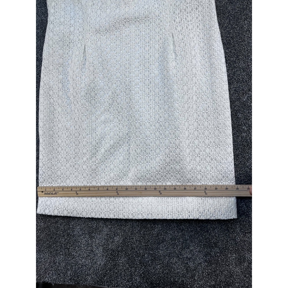 Tahari Arthur Levine Womens Solid Sheath Dress, Off-White, 12P Small stain‎ pics - Picture 7 of 8